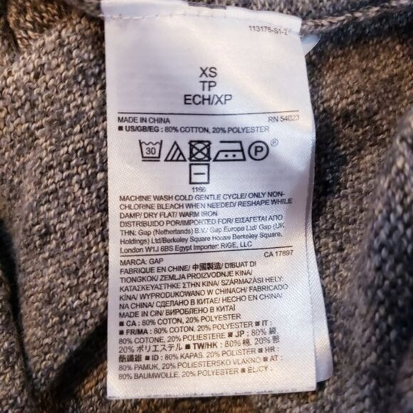 Gap Gray & Tan Mock Neck Button Collar Knit Tunic Sweater Women's Size XS - Picture 8 of 9